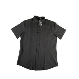 Coofandy Shirt Mens Medium Black Button Up Short Sleeve Dress Casual New